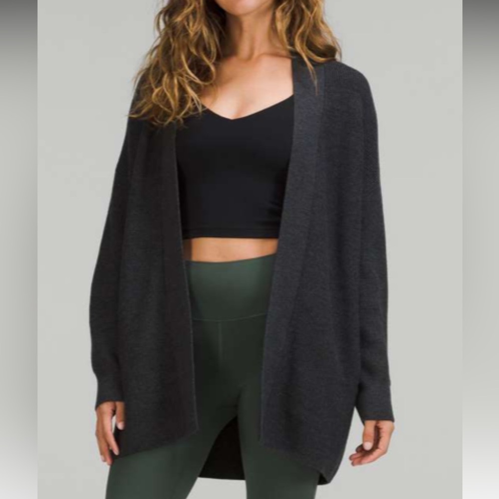 SZ 8 Lululemon merino wool-blend ribbed long wrap sweater